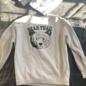 Aerie Gray Bear Trail Crewneck Sweater